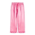 thumbnail image 6 of WUANDIXFA Girls Button Down Satin Pajama Sets 2PCS Ruffle Short Sleeve Top with Pants Sleepwear Outfit for Teens,Pink,8-9 Years, 6 of 7