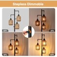 thumbnail image 3 of Floor Lamp - 3 Light Farmhouse Rattan Floor Lamp for Living Room, Industrial Tree Floor Lamps with 3 X 6W LED Bulbs, Rustic Standing Tall Lamp for Bedroom, Office, 68", Black, 3 of 6