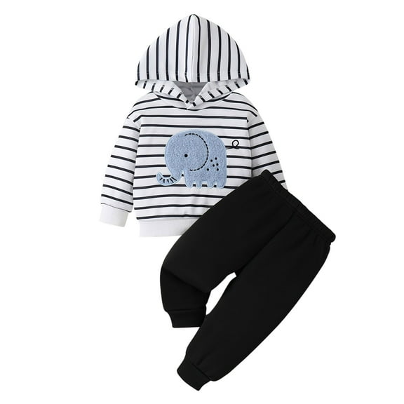 Gubotare Toddler Boy Outfits Toddler Boy Clothes Fall Outfits Baby Hoodie Sweatshirts & Pants Set Little Boy Sweatsuit Winter Clothing Size 18 24 Months (White,18-24 Months)