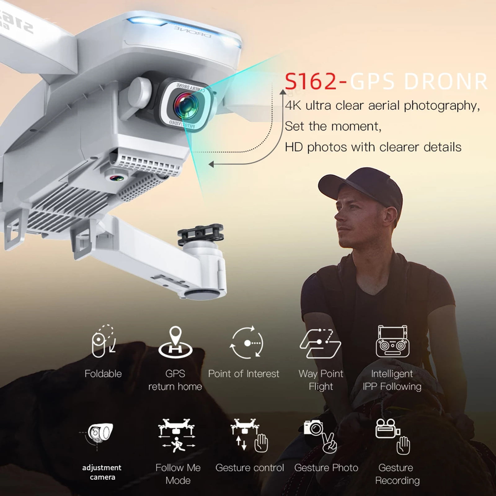 CSJ S162 5G WIFI GPS Drone with 4K/1080P Camera FPV RC Quadcopter Follow Me I2W6 