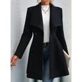 thumbnail image 4 of Women'S Classic Coat Lapel Collar Open Front Long Jacket Pea Coat Black XL, 4 of 9