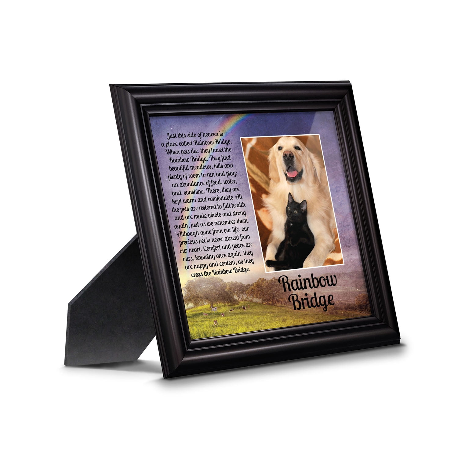 Dog Cat Pet Memorial Picture Frame PawPrint Rainbow Bridge Forever In Our Hearts 