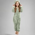 thumbnail image 4 of CCRFTGI Kids Girls Boys Onesie Fleece Hooded Long Sleeve Onesie Pajamas Fuzzy Winter Zip Up Jumpsuit Soft Warm Loungewear Green 5-14Years, 4 of 6