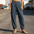 thumbnail image 2 of LIaqionyy Women Pants Casual Flowy Pant Elastic Waist Jogger Vacation Beach Lightweight Lounge Trousers with Pockets, 2 of 7