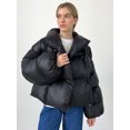 thumbnail image 3 of Parka gruesa y cálida para mujer, Chaqueta corta de manga larga, abrigo elegante impermeable, prendas exteriores, color plateado sólido, novedad de invierno, 2024, 3 of 5