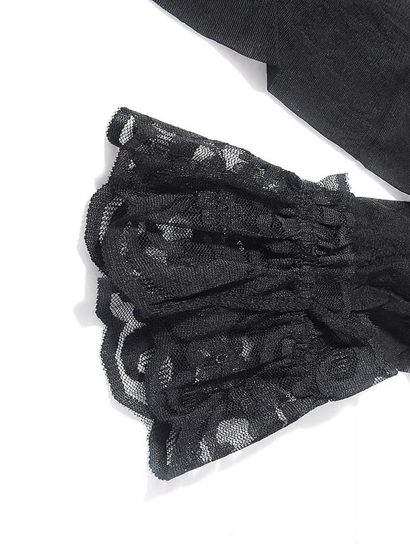 Women's Nylon Stockings, Lace Garter Belt & Panties Lingerie Set, Black,  One Size Fits Most