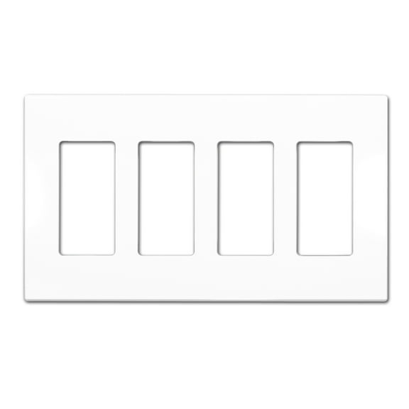 NEU 4-Gang Screwless Decorator Wall Plates Child Safe Outlet Cover, 4.75" x 8.25", Unbreakable Polycarbonate Thermoplastic, Glossy White