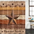 thumbnail image 2 of Western Texas Star Vintage Bathroom Shower Curtains with 12 Hooks Polyester Waterproof Shower Curtain for Stalls and Bathtubs Farmhouse Brown Wood Grain Decorative Bathroom Curtain 36x78 Inches, 2 of 8