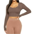 thumbnail image 7 of Timegard Going out Tops for Women Scoop Neck Long Sleeve Slim Tee Undershirts Casual Comfy Crop Tops, 7 of 7