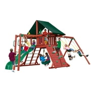 Gorilla Playsets Sun Climber II Wooden Swing Set with Sunbrella® Canvas Canopy, Tire Swing, and Monkey Bars