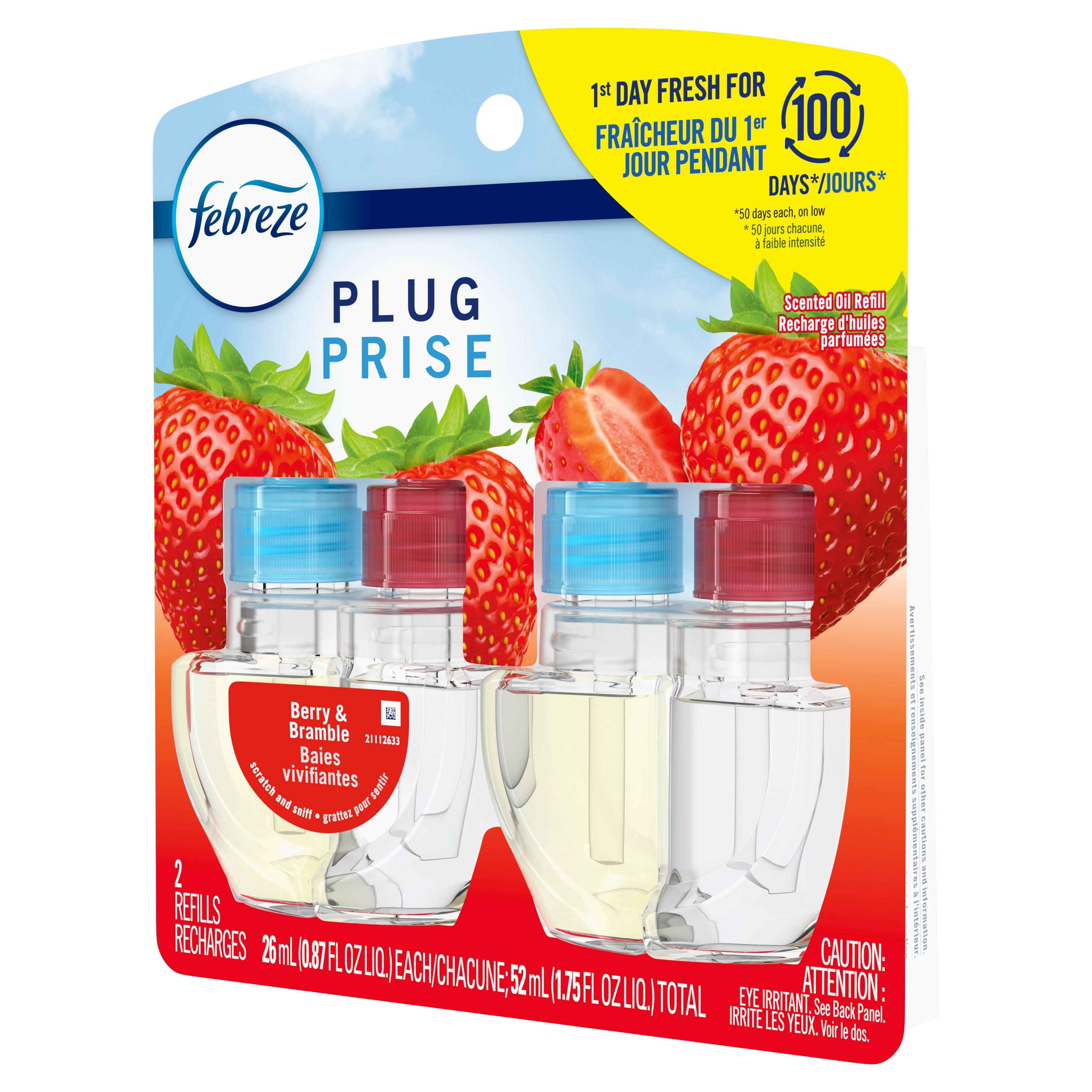 Febreze Plug In Air Freshener, Odor-Fighting Scented Oil Refill, Berry & Bramble, 2 Refills