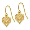 thumbnail image 2 of Primal Gold 14 Karat Yellow Gold Diamond-cut Puffed Heart Dangle Earrings, 2 of 5
