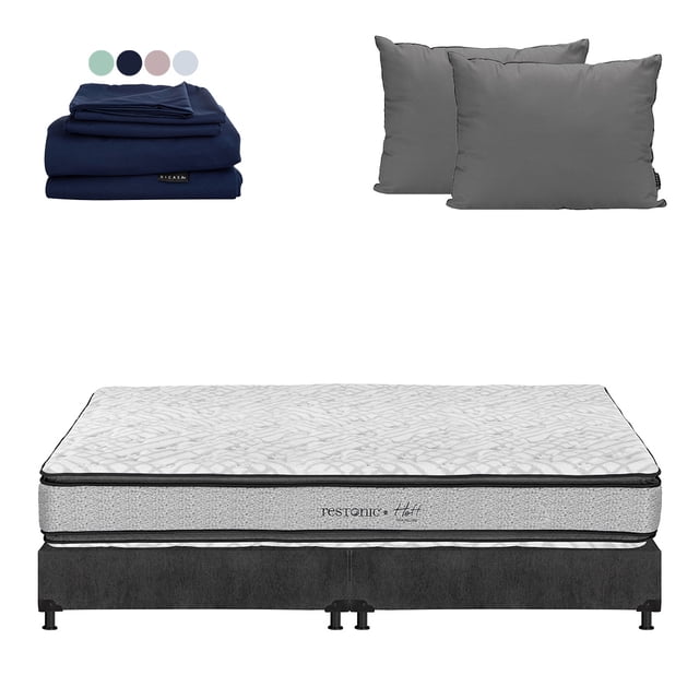 Colchón King Size Hoff + Box + Almohadas 2Pack + Sábanas Softy