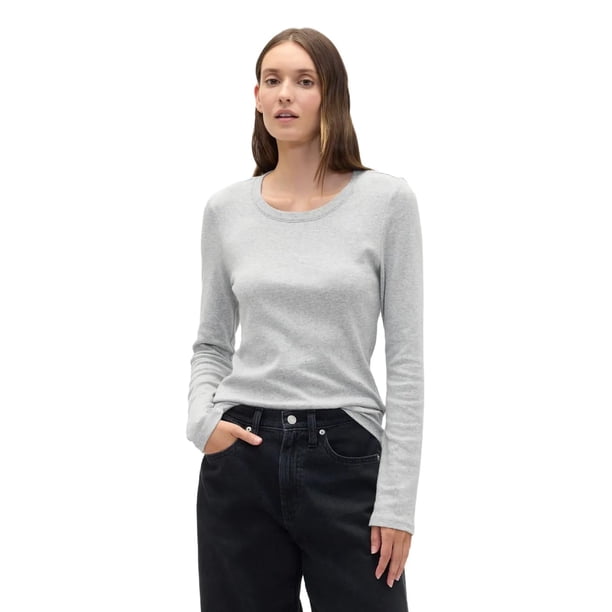 Top GAP de punto con cuello redondo y manga larga para mujer B08 L