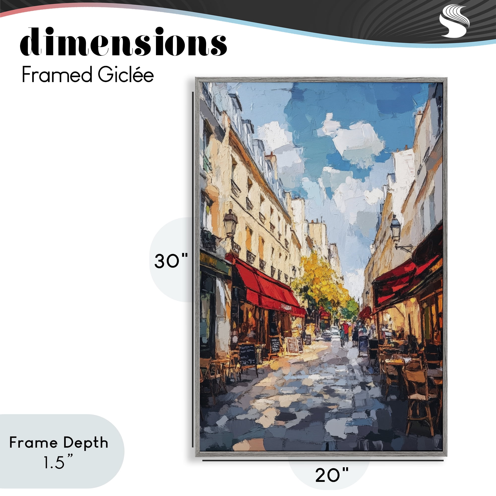 Stupell Industries Charming Paris Street Scene Gray Framed Giclee Art, design by Petal Prints Design