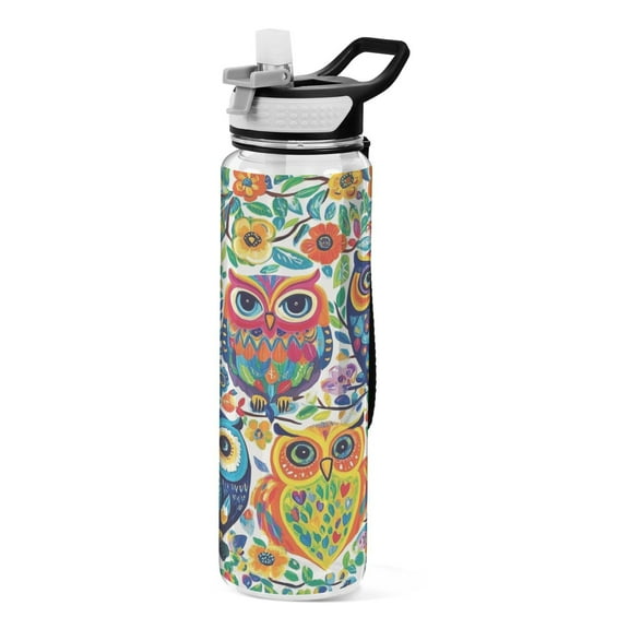 BZSMCE Sport Bottle Charming Owls Amongst Nature Outdoor sports Water Bottle Size: 10.4x3in