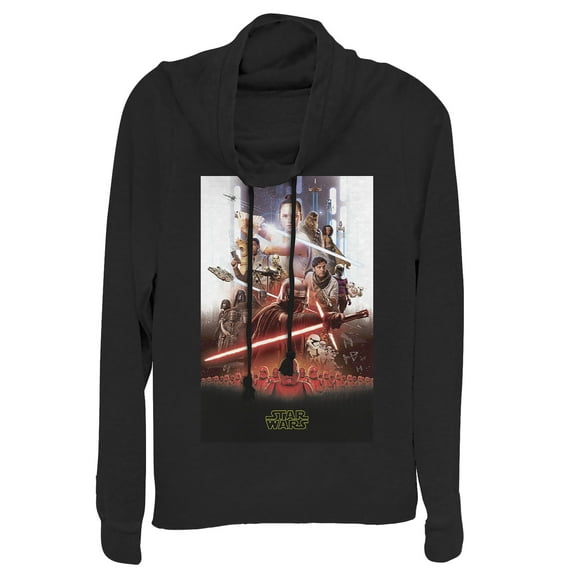 Junior's Star Wars: The Rise of Skywalker Epic Poster Cowl Neck Sweatshirt Black 2X Large