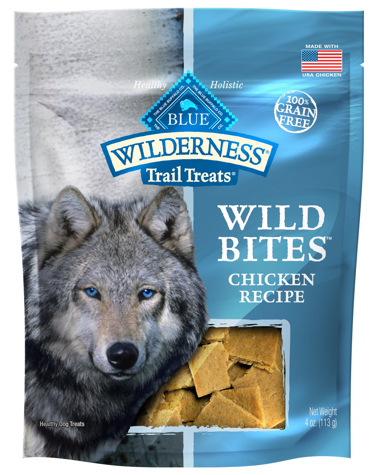 Blue Buffalo Wilderness Trail Treats Wild Bites Chicken GrainFree Dog Treats, 4oz bag