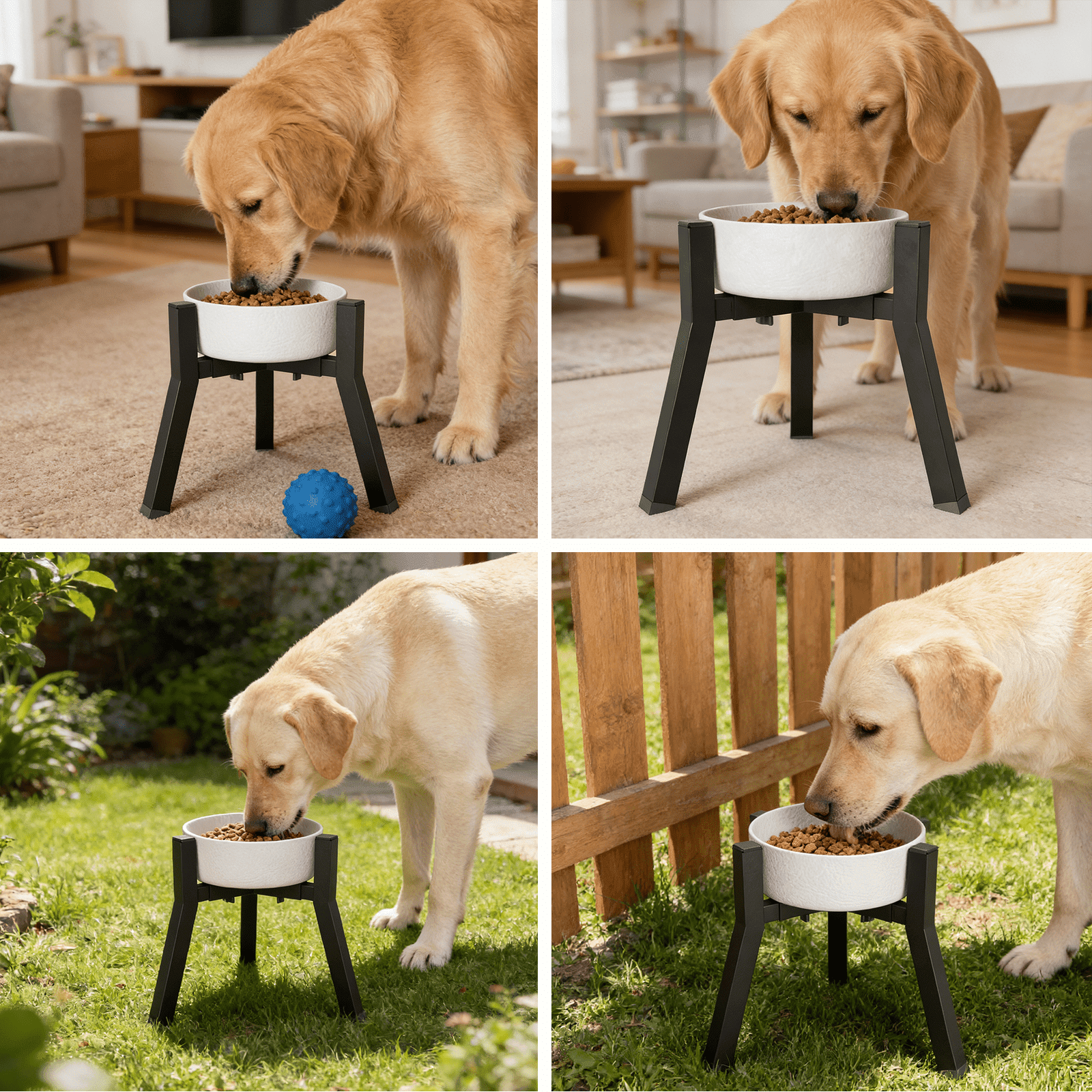 Adjustable Raised Dog Bowl Stand for Large Dogs, Single Raised Feeder Station (Bowl Not Included)