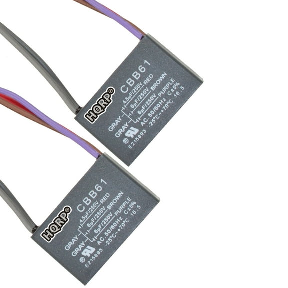 HQRP 2-Pack Ceiling Fan Capacitor CBB61 4.5uf 6uf 6uf 5-Wire