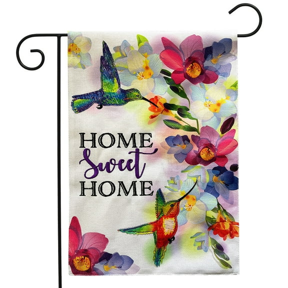 Briarwood Lane Home Sweet Home Hummingbirds Burlap Garden Flag