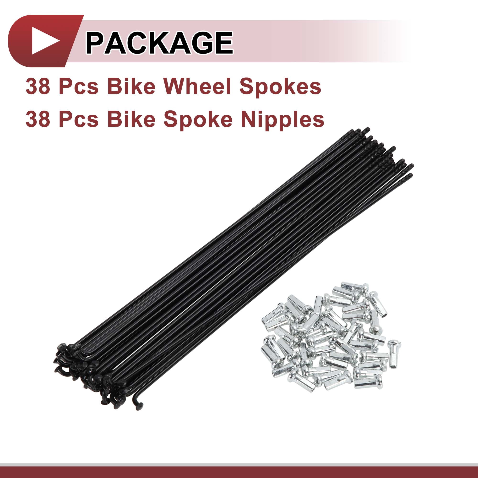 Unique Bargains 38Pcs 14G Bicycle Bike Wheel Spoke Carbon Steel Black 7.01"