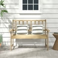 thumbnail image 2 of Amijoy Outdoor Teak Wood Garden Bench, 2-Person Patio Bench With Backrest And Armrests, Patio Garden Bench Natural, 2 of 7