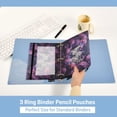 thumbnail image 5 of Cats Flowers Floral Purple 2 Pack Pencil Pouches Zipper Pencil Case 3 Ring Pencil Pouch Cosmetic Bag, 5 of 6