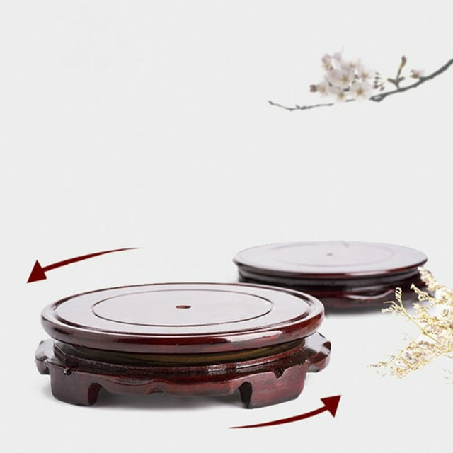 Birdeem Revolving Wood Display Stand, 360 Rotating Base for Flower Pots and Vases, Multi-Purpose Decorative Turntable