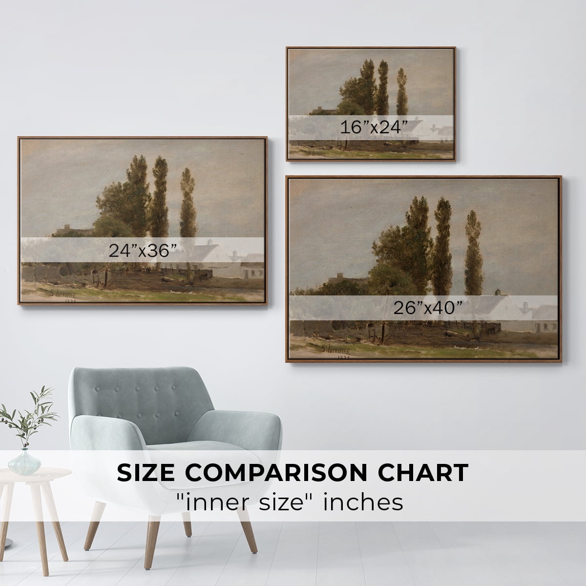 Vintage Landscape-CCXXX By Wexford Home Framed in Walnut Wood Gallery Wrapped Canvas 25 in. x 37 in.