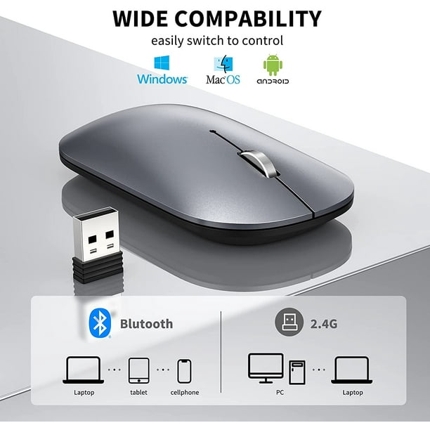 Bluetooth Mouse, TeckNet Slim Silent Rechargeable Wireless Mouse