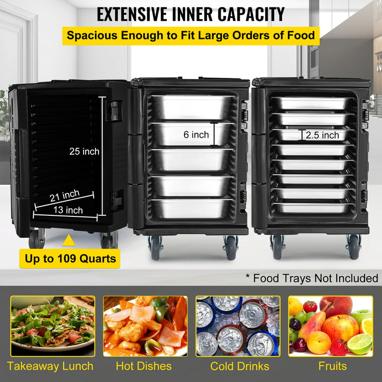 VEVOR Insulated Food Pan Carrier 109 Qt Hot Box for Catering, LLDPE Food  Box Carrier with Double Buckles, Front Loading Food Warmer with Handles,  End