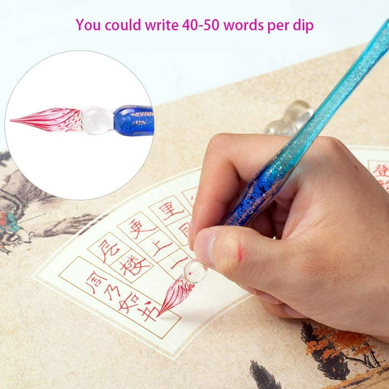 Highergo Glass Dip Pen Set Gift Calligraphy Kits with 2 Glass Pens Washing  Holder 12 Colors Ink for Writing Drawing Decoration - AliExpress