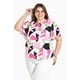 thumbnail image 1 of Blusa estampada de manga corta Roman Fashion, Tallas Extras, 5118 (abstracto rosa) rosa 38, 1 of 6