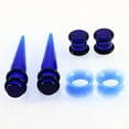 thumbnail image 4 of Vogem 50 Pieces Ear Stretching Kit Acrylic Tapers and Plugs 14G-00G Silicone Flared Tunnels Ear Gauges Expander Set Body Piercing Jewelry(Transparent Blue), 4 of 5