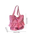 thumbnail image 2 of Tanyzvel Double Tier Gingham Ruffle Drawstring Tote Bag for Women, 2 of 5