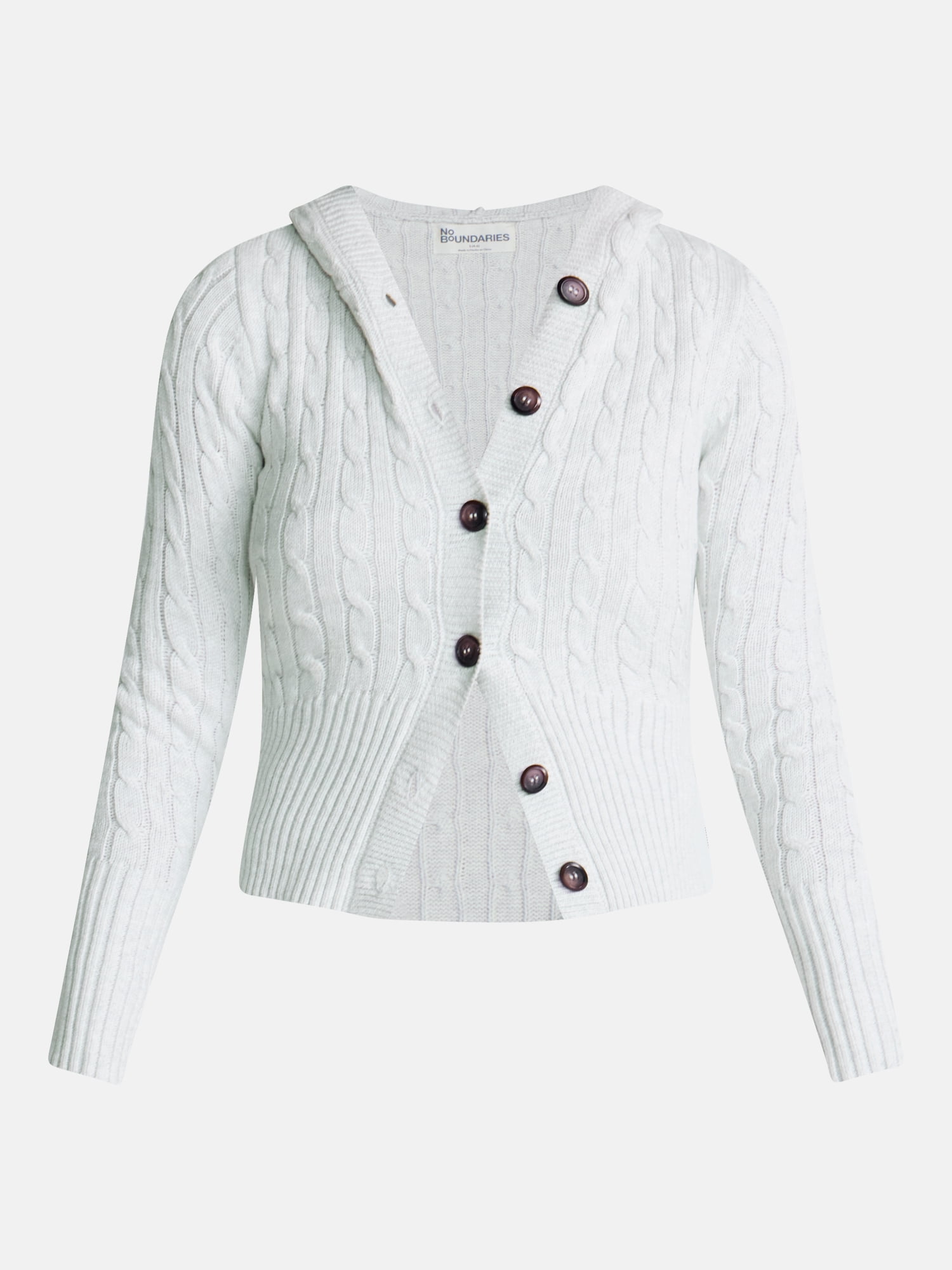 No Boundaries Button Front Hoodie Cardigan, Women's XXS-XXL
