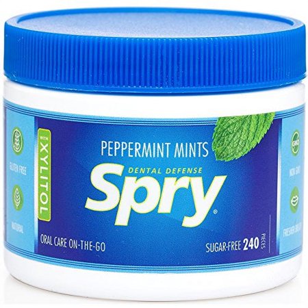 Spry Xylitol Mints  Peppermint  240 Count - Breath Mints That Promote Oral Health  Increase Saliva Production  and Stop Bad Breath