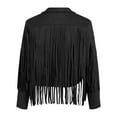 thumbnail image 6 of GEWSEY Suede Leather Jackets For Women Trendy Fall Western Fringe Cropped Jacket 2025 Tassel Motorcycle Crop Coats (Black, L), 6 of 8