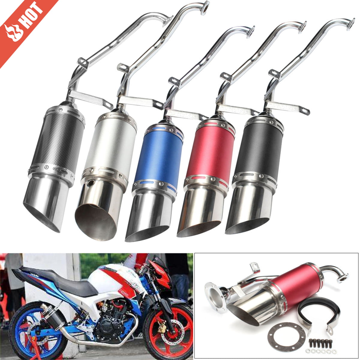 Red Scooter High Performance Exhaust Muffler Pipe Slip On For GY6 50CC Engines