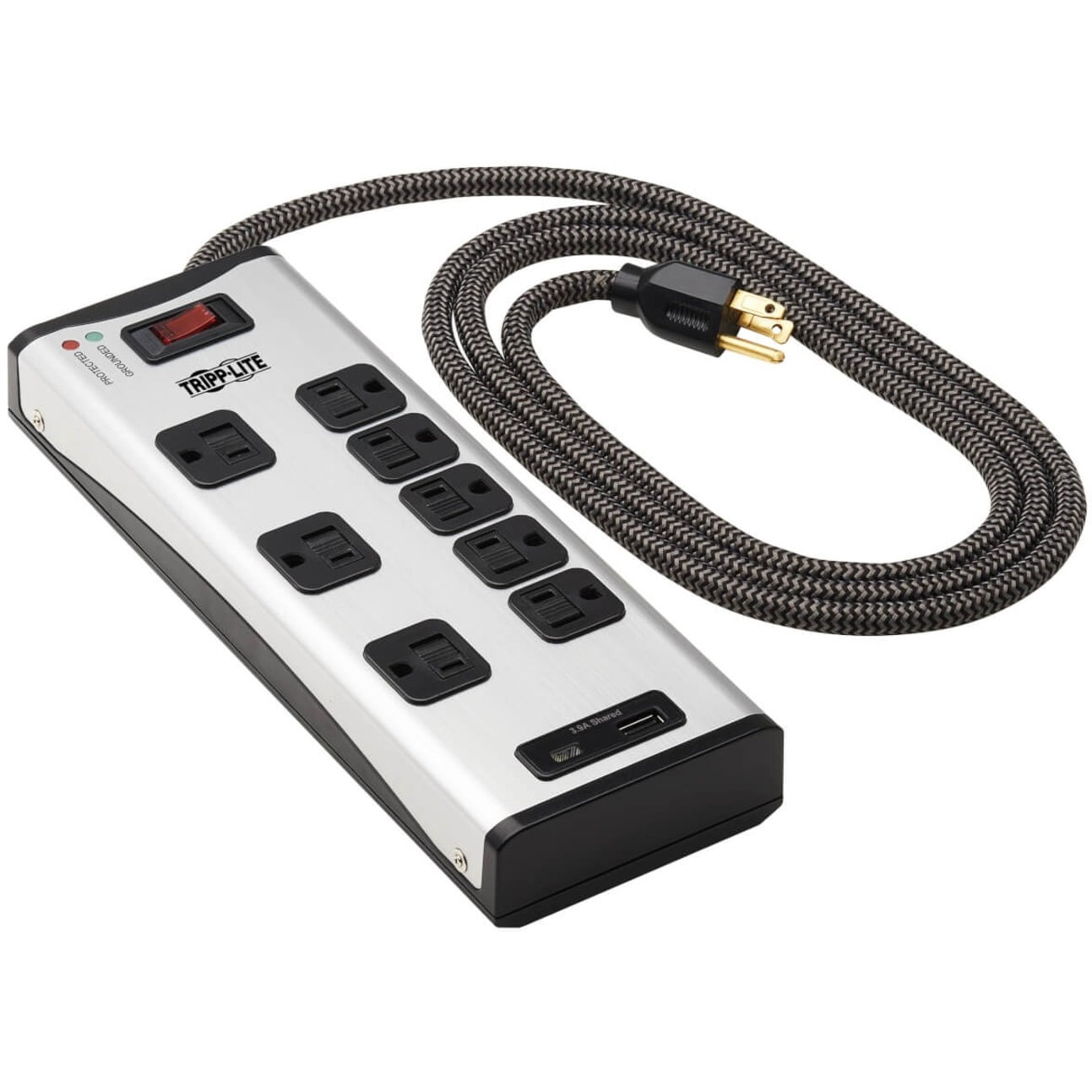 Tripp Lite Surge Protector Power Strip 8-Outlet Metal with USB-A & USB C Charging (tlm88usbc)