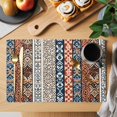 thumbnail image 2 of Bohemian Brown Placemats Set of 2, Floral Geometric Texture Retro Ethnic Art Non-Slip Place Mats Washable Table Mats for Kitchen Dining Table Decorations Indoor/Outdoor, 2 of 9