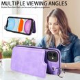 thumbnail image 5 of Nalacover for iPhone 11 Wallet Case with Card Slots & Metal Finger Ring, Durable PU Leather Back Double Magnetic Botton Flip Kickstand Purse Shockproof Phone Case,Purple, 5 of 10