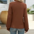 thumbnail image 4 of Hueook Jersey Shirts for Women Cotton Long Sleeve Shirt Women Fashion Women's Summer Long Sleeve Round-Neck Comfy Regular Tank Tops Brown L, 4 of 4