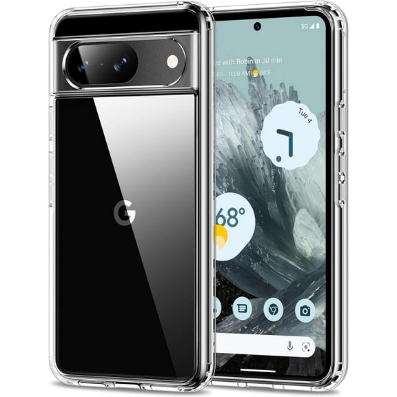 for Google Pixel 8A Case Clear [Anti-Yellowing] Anti-Scratch Transparent Hard Back and Soft Edge [Military Grade Drop Protection] Shockproof Phone Cover - Crystal Clear