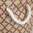 thumbnail image 2 of CC Home Furnishings 15" Brown and Maroon Burlap Round Medium Bin with Rope Handles, 2 of 4