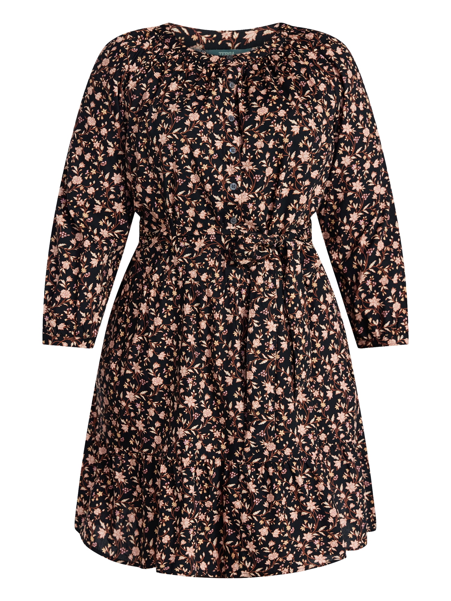 Terra & Sky Women's Plus Size Mini Tiered Shirt Dress, Sizes 0X-5X