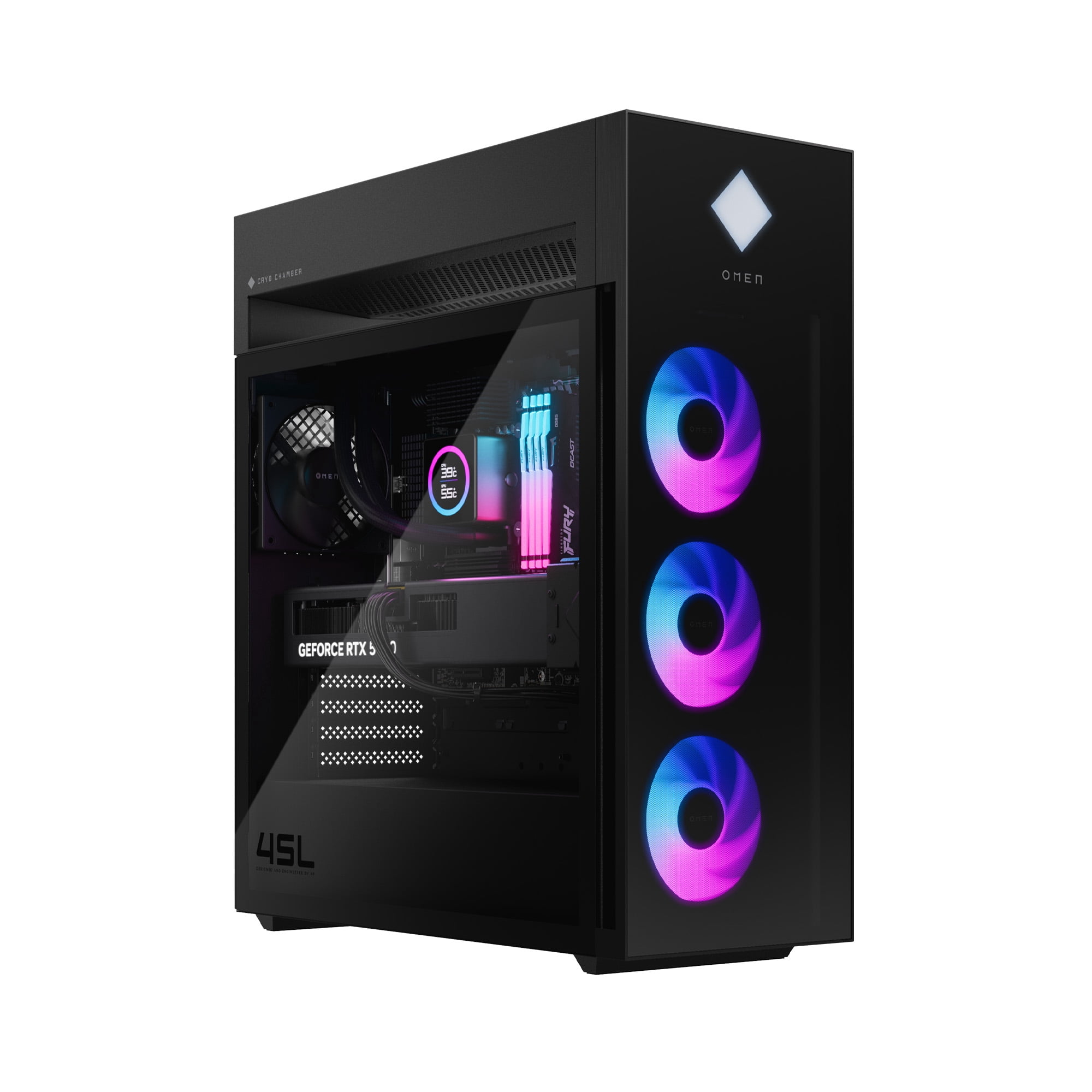 OMEN 45L Win 11 Pro Gaming Desktop Intel Core Ultra 7 265K Nvidia RTX 5080 32GB 2TB SSD Shadow Black