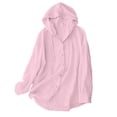 thumbnail image 3 of ichuanyi Women's Sun Protection Hoodie Long Sleeve Shirt Solid Color Comfy Loose Regular Button Hooded Top, 3 of 9