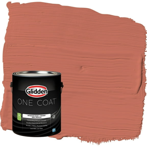 Glidden One Coat Cajun Spice / Orange Semi-Gloss Interior Paint with Primer, 1 Gallon